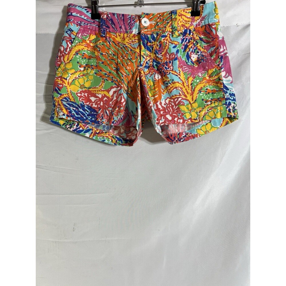 Lilly Pulitzer Callahan Shorts Size 2 Fishing For Compliments Blue Pink Floral